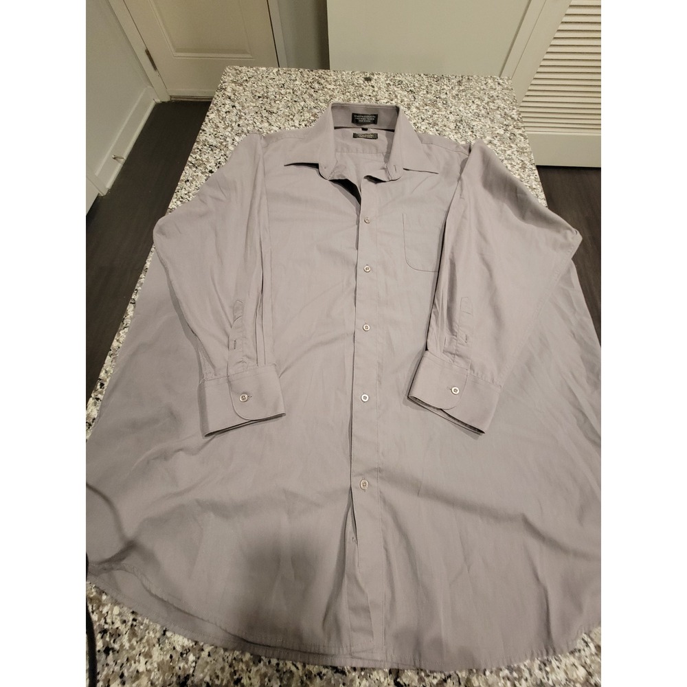 Amanti Italian Style Mens Dress Shirt Grey Long Sleeve Button Down Size 18 34 35